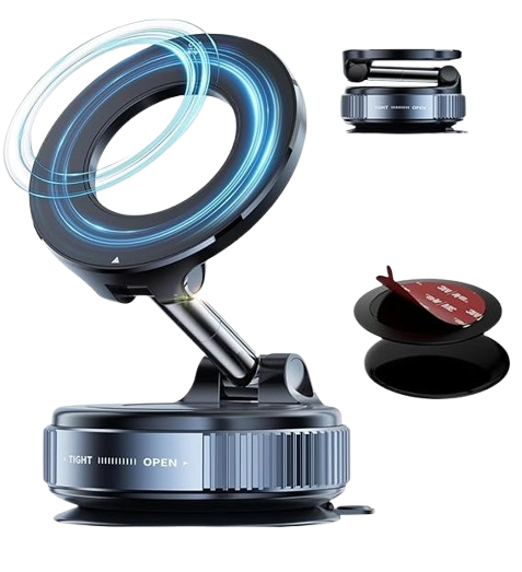 Magnetic Vacuum Phone Holder –No More Falling While Driving !