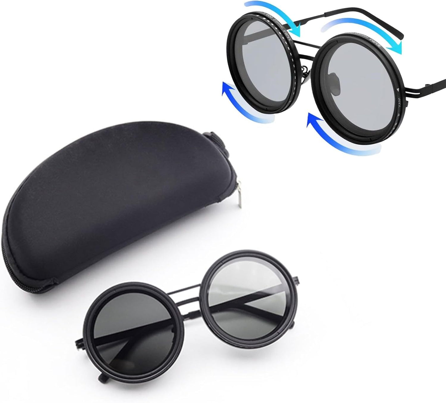 9-Gear Adjustable Polarized Sunglasses – UV400 Retro Round