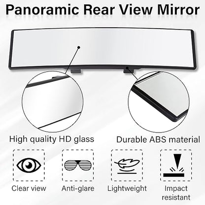 Wide Angle Panoramic Rear View Mirror – Reduce Blind Spots