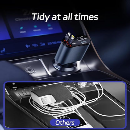 120W Fast Car Charger – 4-in-1 Retractable Charging Station