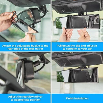 Wide Angle Panoramic Rear View Mirror – Reduce Blind Spots