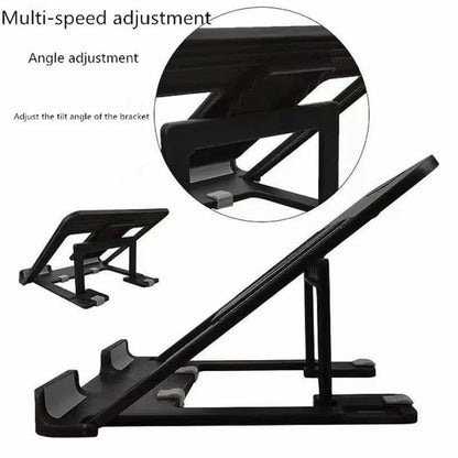 2-in-1 Foldable Adjustable Laptop Stand with Mobile Holder – Anti-Slip Ergonomic Design